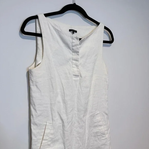 THEORY Linen Blend‎ Sleeveless Shift Dress White Size 6 - Picture 2 of 8